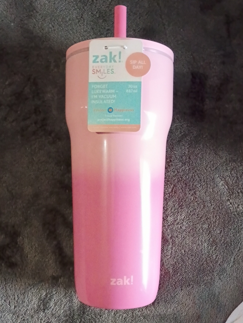 Pink Gradient Insulated Kids Tumbler with Straw